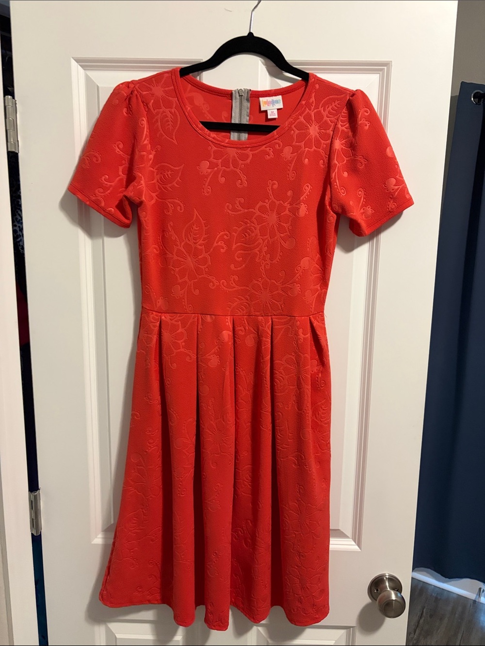 LuLaRoe Red Textured Fit-and-Flare Dress